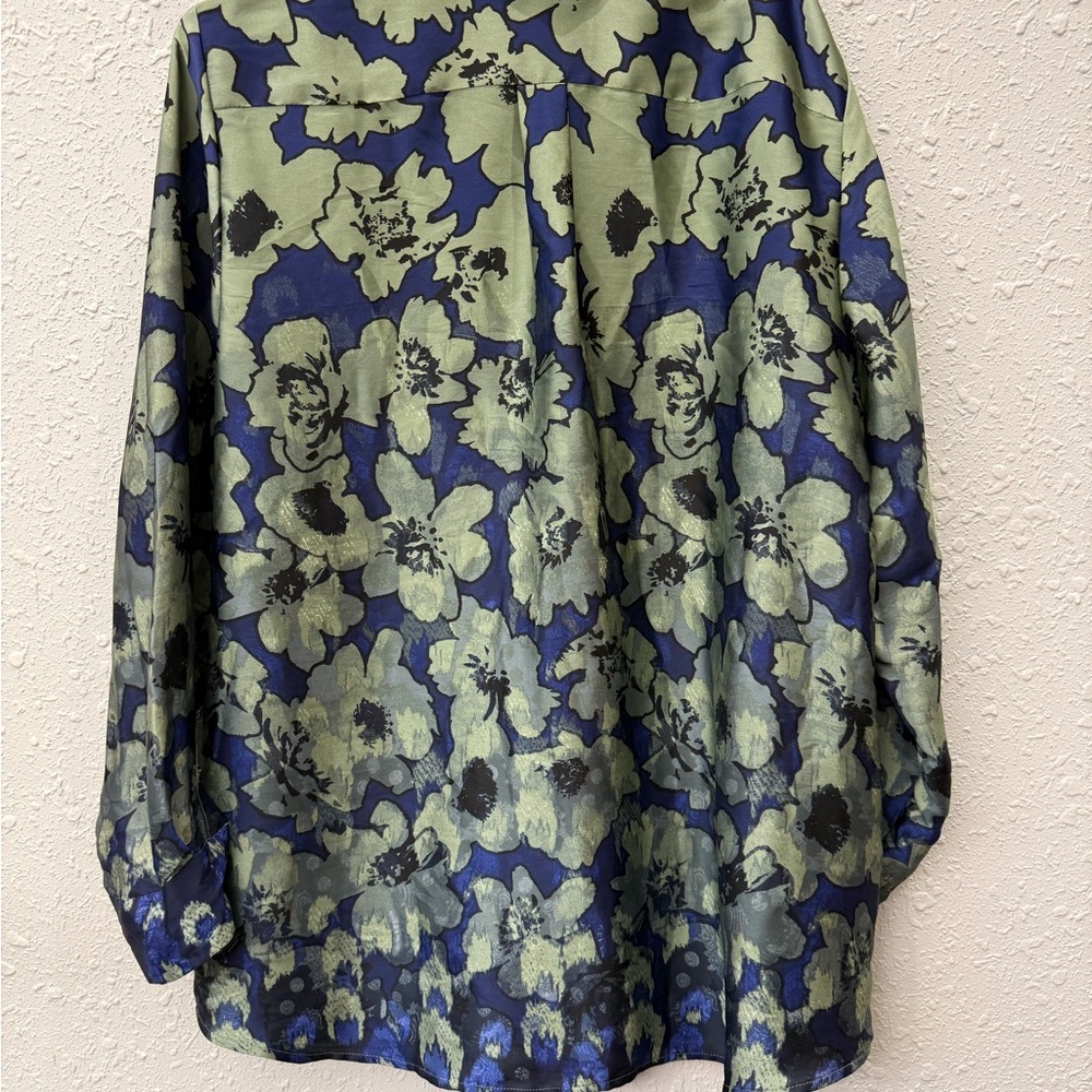 Banana Republic Floral Blouse in Green and Blue